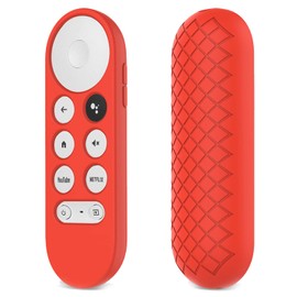 HEYUS [2 Pack] Case for Google TV Chromecast 2020 Remote Control Case Smart Shockproof Cover Accessories (Black+Red)