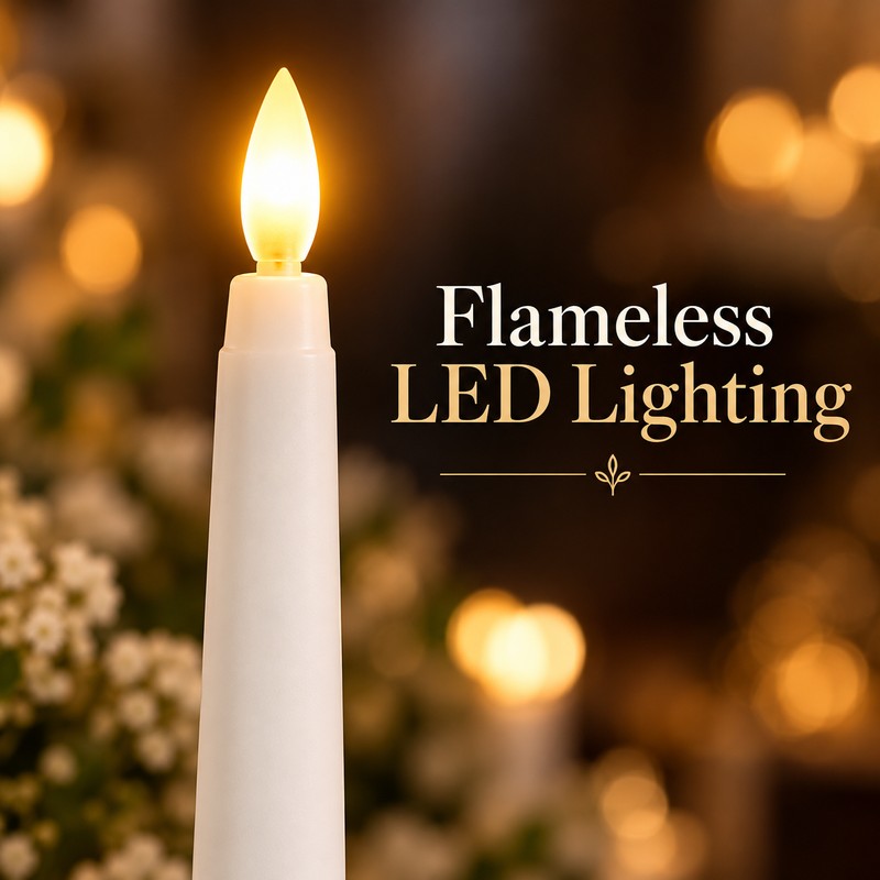 12 PCS Flameless LED Taper Candles – Battery Powered White