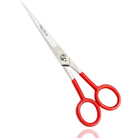 Glamified Glam Professional 7" Hairdressing Scissors Hair Cutting Scissors Shears for Barber- with Antibacterial Comfort Rubber Grip 100% Stainless Steel (Red)