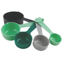 Tasty 10-Piece Measuring Cups and Spoons Set in Bright Colours - Dishwasher Safe, Practical and Environmentally Friendly - Perfect for the First Equipment of Any Kitchen, Grey/Green