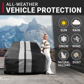 iCarCover Custom Car Cover for Lexus CT 200h (2011-2017) Waterproof All Weather Rain Snow UV Sun Protector Full Exterior Indoor Outdoor Car Cover (Stripe - Black/Gray)