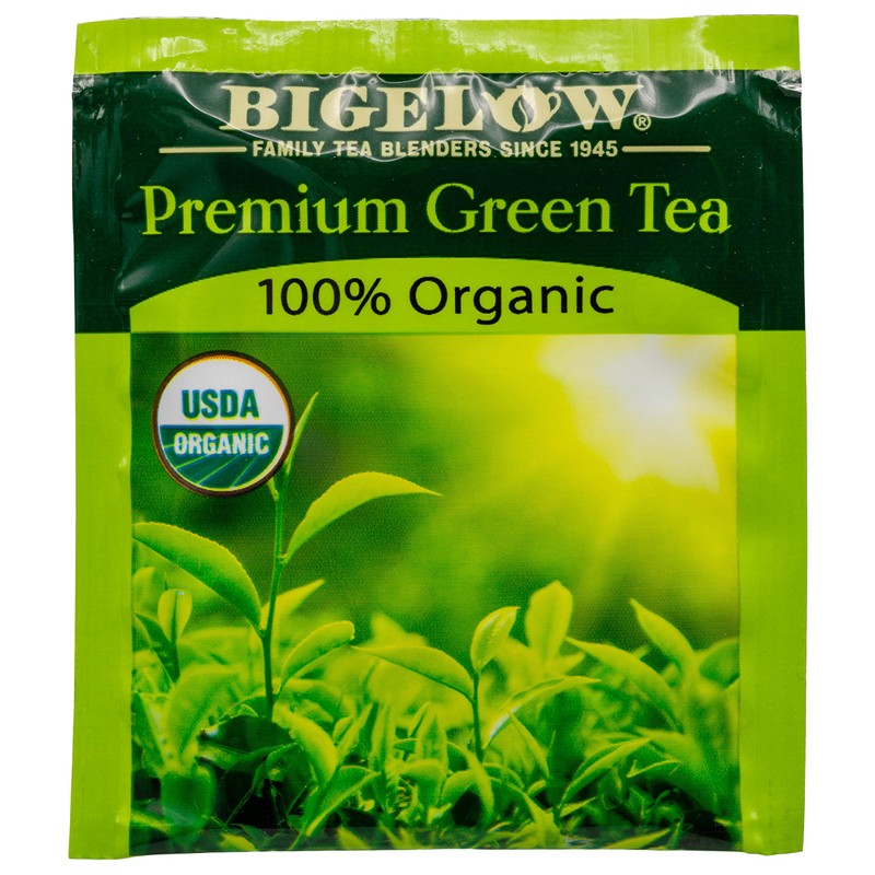 Bigelow Premium 100-Percent Organic Green Tea 150-Count Box, Individually Wrapped