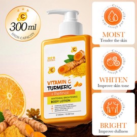 Turmeric Retinol Body Lotion, Vitamin C Skin Care, Skin Tightening & Toning Lotion, Moisturizing Body Lotion for Dry Skin 300ml