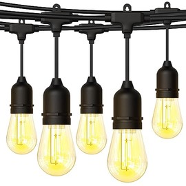 JSXing Guirnalda de Luces LED Exterior 15M,15+2 Focos LED Alto Brillo S14, Certificación UL, Serie de Luz Vintage Decorativas para Iluminación de Jardin Patio Boda Hogar Cuarto Navidad
