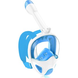 JRing Snorkel Mask with Side Breathing System, 180° Panoramic View, Full Face Diving Mask, Detachable Action Camera Mount, imit Anti-Fog and Anti-Leak Snorkel Mask