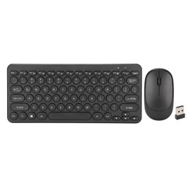 Keyboard Mouse Combo 2.4G Wireless Round Keycaps Ergonomic Design Silent Mouse USB Receiver Keyboard and Mouse Black