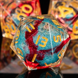 KERWELLSI Resin Liquid Core DND Dice Set D&D with Gifts Box, 7Pcs Sharp Edged Polyhedral & RPG Dungeons and Dragons Dice, Role Playing Game D and D Dice D20 D12 D10 D8 D6 D4