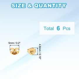 PATIKIL 6 Pcs Earring Backs, 14K Gold Locking Earring Backs Replacements Hypoallergenic Metal Earring Stopper Secure Locking Charm for Studs, Heavy Droopy Earrings, Gold