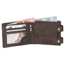 Ledershop24 Gift Set – Faux Leather Biker Wallet with Chain 13 cm Various Colours Black, Brown, Cognac, Grey, brown, biker wallet