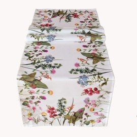Raebel Tablecloth - White with Print Motif Summer Flowers Easter Spring (85 x 85 cm)
