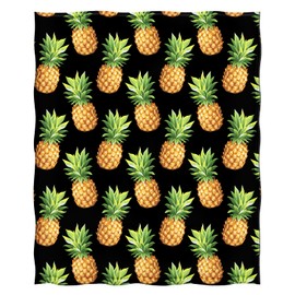 Levens Pineapple Blanket Gifts for Women Girls Mom, Tropical Fruits Decoration for Home Bedroom Living Room Chair Office, Soft Comfort Fuzzy Lightweight Throw Blankets Black 50"x60"