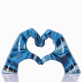 Decoración colorida de corazón de mano, estatua de mano de corazón, escultura de dedo de amor, decoración de boda, adecuada para estantería, mesa de centro, oficina, recámara, TV, estantería, pequeños