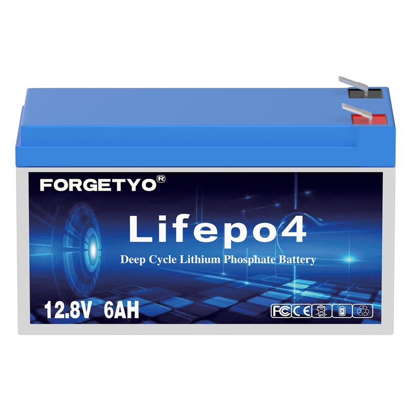 Forgetyo 12V 6Ah LiFePO4 Lithium Battery, 3000+ Cycles Lithium Battery,Safe