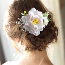 Fangsen Wedding Boho White Rose Flower Hair Clips Floral Hair Accessories for Brides and Bridesmaids Silver (Pink)