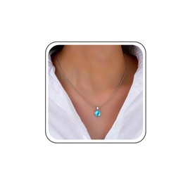 Xmsrn Vintage Oval Sapphire Pendant Necklace Blue Sapphire Crystal Choker Necklace Blue Oval Choker Necklace Rhinestone Sapphire Chain Necklace Blue Gemstone Choker Necklace for Women, Zinc, No