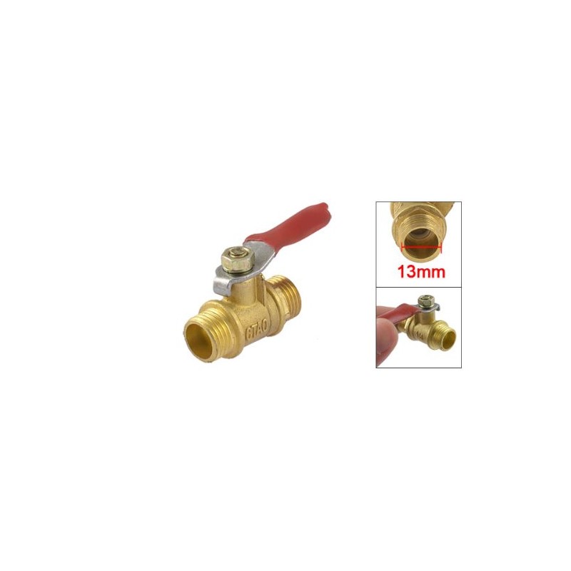sourcingmap 1/4 BSP 13mm Male Thread Full Port Red Lever
