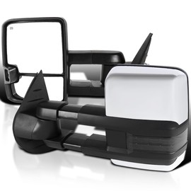 Spec-D Tuning Facelift Style Power + Heated Towing Mirrors Chrome w/Smoke LED Signal Compatible with 2007-2013 Chevy Silverado GMC Sierra 1500 2500HD 3500HD