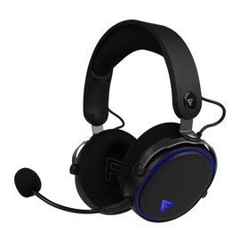GAME FACTOR HSB600 Audifonos Inalambricos Gamer 2.4GHz Tipo Diadema Bluetooth Almohadillas Suaves Micrófono Flexible Desmontable Control de Volumen Luz LED 3.5 mm Sonido Envolvente Color Negro