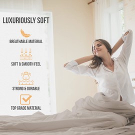 Abeero Home California King Sheet Sets - Luxury Hotel Bed Sheets - Soft Cooling Sheets with Elastic Corner Straps - Deep Pocket Microfiber - Bedding Sheets & Pillowcases -4 PC (Cal King Size, Beige)