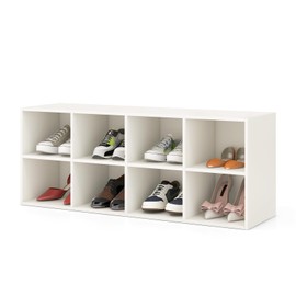 Giantex Shoe Bench 8 Cubes, 40" Entryway Bench with Storage, 8-Cubby Shoe Rack, Shoe Organizer Storage Cabinet for Entryway, Hallway, Mudroom, Living Room, Bedroom, Support up to 500 lbs, White