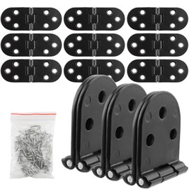 CHEUKYIU Pack of 12 Stainless Steel Flip Hinge, 180 Degree Flip Hinge, Foldable, Flip Top Hinge, Black with 72 Self-Tipping Screws for Folding Table, Cabinet, Wardrobe, Wooden Box, Doors