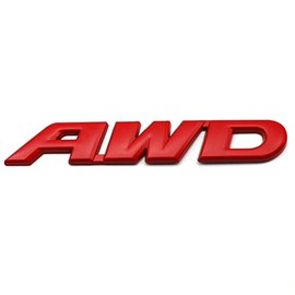 1Pc 3D Metal AWD Logo Emblem Tailgate Side Sticker Badge Car Decals Badge for 4 Wheel Drive SUV Off Road Tailgate (Red)