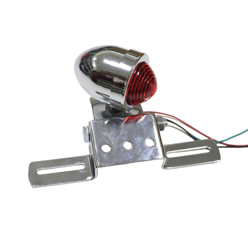 SZYUMO Red Lens Silver Motorcycle Tail Light Brake License Plate