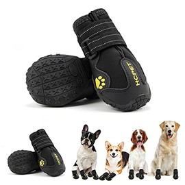 Hcpet Dog Boots Paw Protector, Anti-Slip Dog Shoes with Reflective Straps for Small Medium Large Puppy Booties 4Pcs