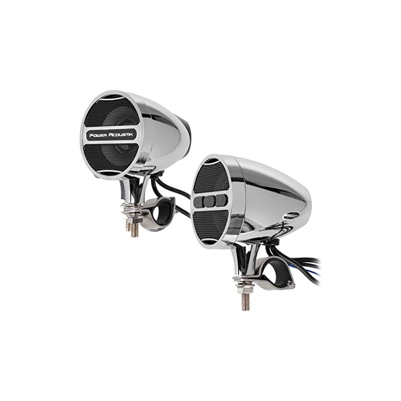 Power Acoustik Chrome Motorcycle Bluetooth Speaker System FM Radio &