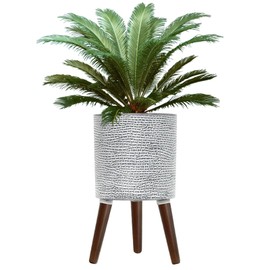 fuxuiwy Flower Pot with Legs Tall Flower Pot with Drainage Holes for Indoor and Outdoor Decorative Planting (Gray Wave, 12 Inches)