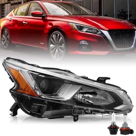 TUSDAR Headlight Assembly Set with Bulbs for 2019 2020 2021 2022 Nissan Altima [Halogen Type] OEM Replacement Headlamp RH (Right/Passenger Side)