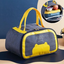 JIMCOM Portable, Insulated Lunch Box Bag, Thickened Kitchen Life Insulated Lunch Bag, Blue Yellow Bag, Compact. (27x17x20)