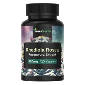 AuraVerde® Rhodiola Rosea Extrakt - 500mg pro Kapsel - Hochdosiert & Natürlich - 120 Kapseln - Rosenwurz (Premium Qualität)