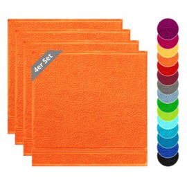 Lashuma Linz Terry Towels, Kitchen Towel Set of 4, Colour: Blood Orange 50 x 50 cm, Linz Kitchen Towel for Hands