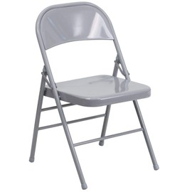 Flash Furniture 2 Pack HERCULES Series Triple Braced & Double Hinged Gray Metal Folding Chair