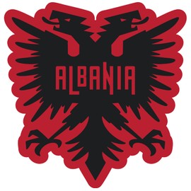 VulgrCo Albania Albanian Double-Headed Eagle Black Red Flag Funny Sticker Vinyl Waterproof UV Resistant Decal For Phones Laptops Water Bottles Tumblers Boats Cars Trucks Windows Kayak 3" inch Bumper