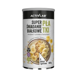 SUPER PROTEIN BREAKFAST mit Hafer, Reisflocken, Kollagen und Molke – Banane – 500 g (10 Portionen) – Reich an Ballaststoffen, Proteinen und Vitamin B1