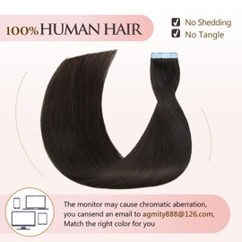 AGMITY Tape in Human Hair Extensions 100% Remy Human Hair Natural Black 18 inches 20pcs 50Gram Weft Skin Invisible Thick Tape in Hair Extensions(18 inches #1B Off Black)