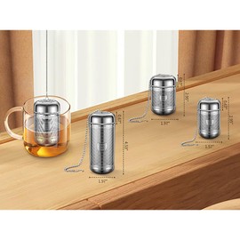 3 Pack 316 Stainless Steel Tea Infuser with Drip Tray, Extra Fine Mesh Tea Infusers for Loose Tea, Tea Strainer with Extended Chain Hook, Tea Steeper (3 Pack - Small + Medium + Large)