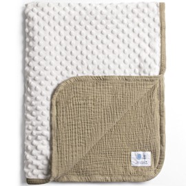 lulumoon Baby Blanket for Newborn Receiving: Muslin & Minky Dot Lightweight - Thermal Blanket Gift for Baby Shower & Hospital Welcoming 30"x40"（Olive）