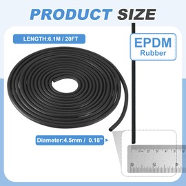 PATIKIL Foam Rubber Weather Seal Strip, 0.18" 20Ft EPDM Rubber Weather Stripping for Sealing Gaps Joints Crack Filling DIY Gasket, Black