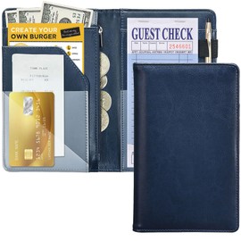 Server Books For Waitress/Waiter Book with Zipper Money Pocket,Cute Waitress Books Organizer Accessories Fit Server Aprons Note Pads (Blue)