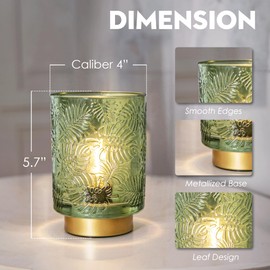 ULAROOM Small Battery Operated Lamp-Portable Cordless Table Lamps with LED Bulb for Home Decor,Wireless Leaf Battery Powered Lamp for Bedroom Living Room Dorm Decor Aesthetic (Jade Green)