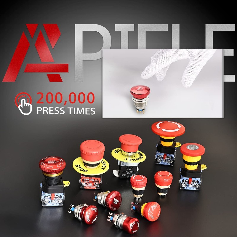 Apiele 22Mm Metal Emergency Stop Push Button Switch Latching 12V-250V