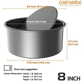CHEFMADE Utensilios para hornear, molde redondo para tartas de 20 cm con fondo desmontable de liberación rápida y revestimiento Chiffon para hornear en horno y olla a presión instantánea (Negro)
