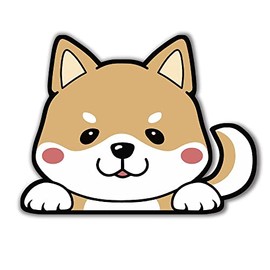 SignStore Cute Shiba Inu Hyokkori Sticker Brown Vinyl Made in Japan character_18_SB (Brown)