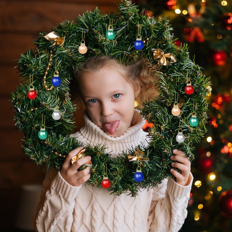 100 Pcs Christmas Ball Ornaments,0.6"/16mm Miniature Glitter Ball,Xmas Tree Hanging