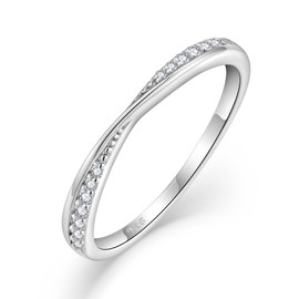 Blaniy Stackable Wedding Band 925 Sterling Silver Promise Rings Engagement Anniversary Half Eternity Ring Cubic Zirconia April Birthstone Jewelry Gifts for Women Size 10