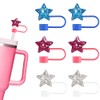 6 Pcs Star Straw Cover Caps White Blue Red Star