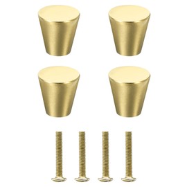 sourcing map 4 Pack Brass Cabinets Knob Kitchen Cabinet Knobs with Screw for Furniture Decoration, Drawer, Wardrobes (M4, Gold)